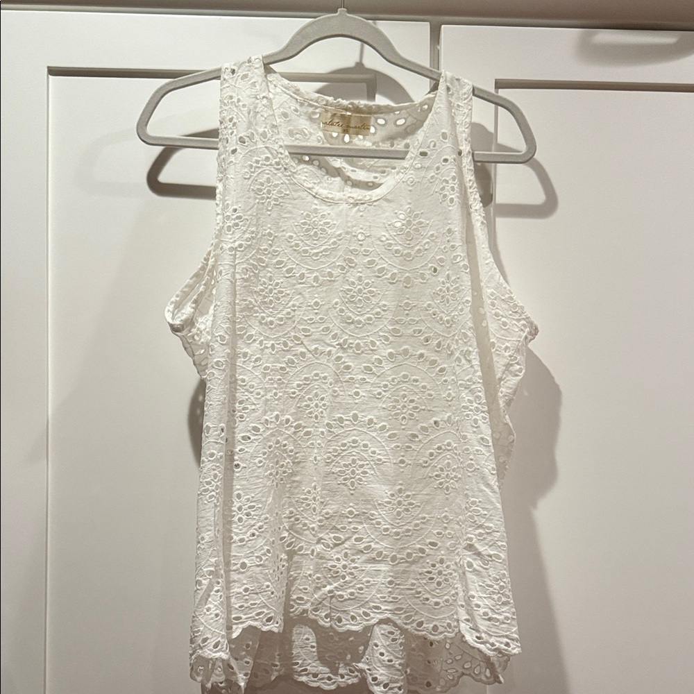Natalie Martin Cream Eyelet Tank Top